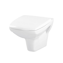 Set vas WC suspendat Cersanit, Carina, Clean On, cu capac soft close si easy off, alb